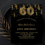 Budget 60th birthday black gold leopard party<br><div class="desc">A modern,  stylish and glamorous invitation for a 60th birthday party. A black background,  decorated with confetti.  The name is written with a modern hand lettered style script.  Personalize and add your party details.  Number 60 is written with a trendy balloon style font,  leopard pattern.</div>