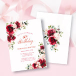 BUDGET 60th Birthday Red Pink Rose Invitation<br><div class="desc">Elegant red roses and pink peonies decorate a traditional floral design. Classic calligraphy denotes the milestone birthday. Invitation is easy to personalize. It is part of the Red Rose and Pink Peony collection that contains professionally designed invitation templates, welcome signs, thank you notes and party decorations. Create a cohesive party...</div>
