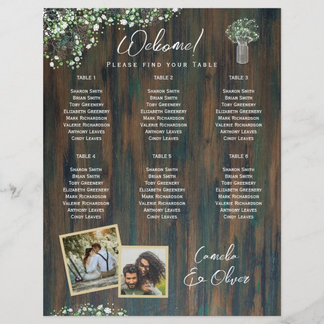 BUDGET 6 Bord Rustic Gypsophila PHOTO-säte (Framsida)