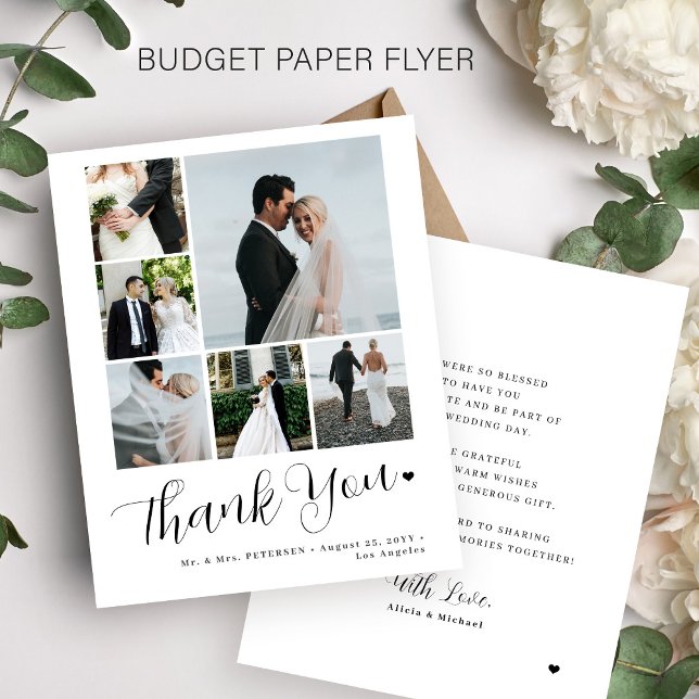 Budget 6 fotokollage bröllop tackkort flygblad (Skapare uppladdad)