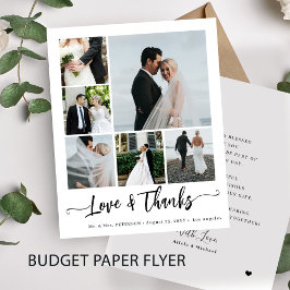 Budget 6 fotokollage kärlek och tack bröllop flygblad
