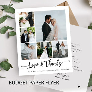 Budget 6 fotokollage kärlek och tack bröllop flygblad