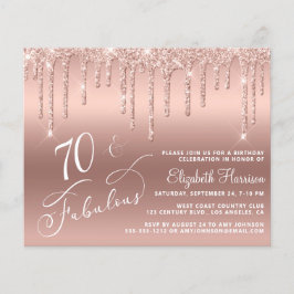 Budget 70:e födelsedag Glitter Ro Guld Flygblad