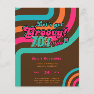 BUDGET 70-tals Retro Disco Födelsedags Boogie Groo Flygblad