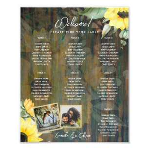 BUDGET 7Bord Rustic Wood SUNFLOWERS PHOTO SEATING Fototryck