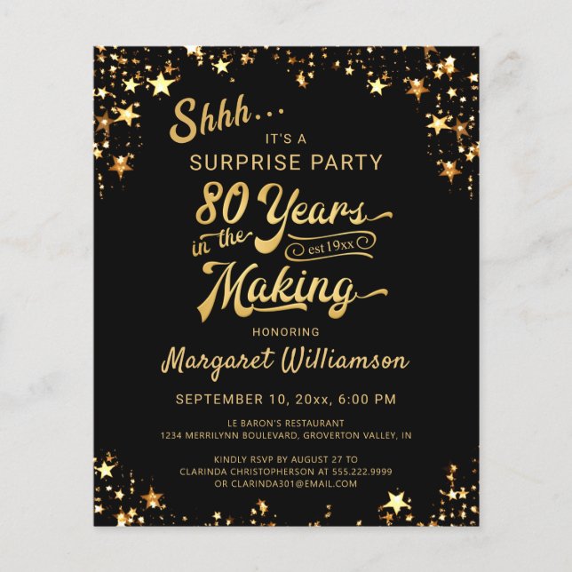 Budget 80 ÅR UNDER UPPKOMST Förvåningsfödelsedag (Framsida)