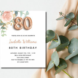 Budget 80-årsdag blommigt ro guld eucalyptus