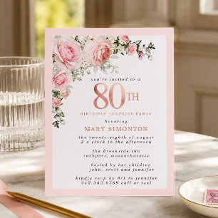 Budget 80-årsfirande Överraskningsfest Rosa Blommo
