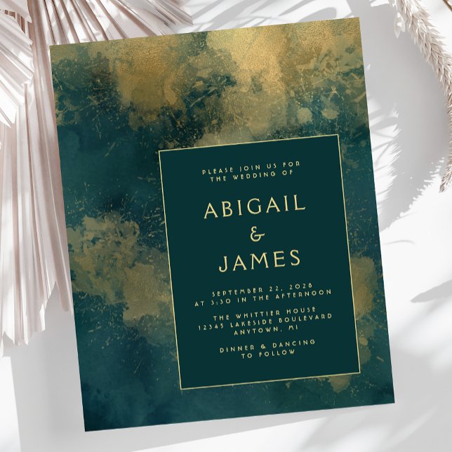 Budget Abstrakt Akvarell Teal Guld Bröllop (Skapare uppladdad)