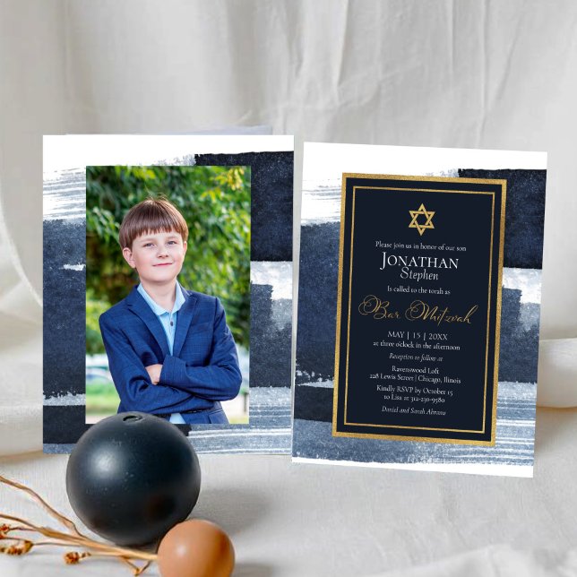 Budget Abstrakt Blå Förgylld Foto Bar Mitzvah (Skapare uppladdad)