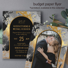 Budget abstrakt guld arch PHOTO bröllopsinbjudan Flygblad