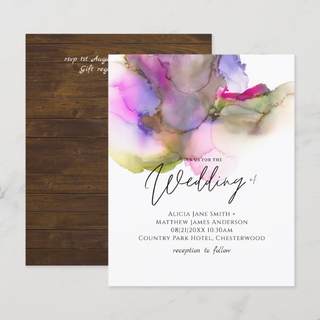 Budget Abstrakt Rainbow Lila Bröllop (Fram/baksida)