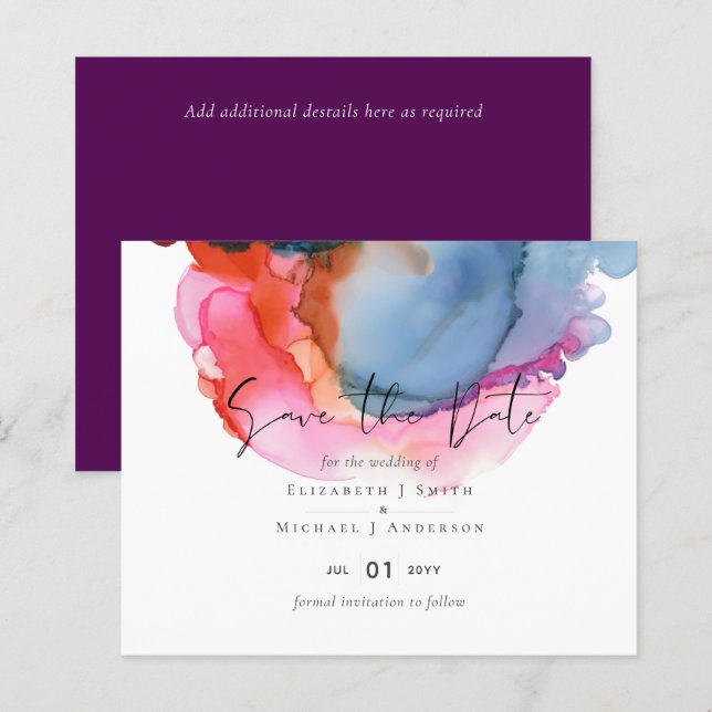 BUDGET abstrakt Rainbow Watercolor Bröllop (Fram/baksida)