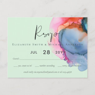 BUDGET abstrakt Rainbow Watercolor Bröllop Vykort