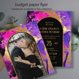 Budget abstrakt rosa Arch PHOTO bröllopsinbjudan Flygblad