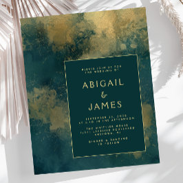 Budget Abstrakt Watercolor Teal Guld Bröllop