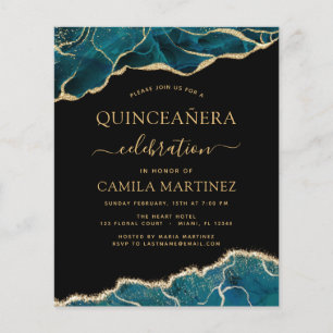 Budget Agat Turkos Quinceañera Teal Guld Flygblad