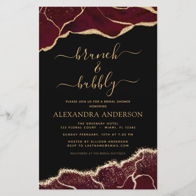 Budget Agate Burgundy Guld Brunch & Bubly (Framsida)