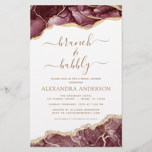 Budget Agate Burgundy Guld Brunch & Bubly (Framsida)