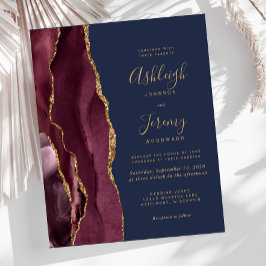Budget Agate Burgundy Navy Blue Bröllopsinbjudan
