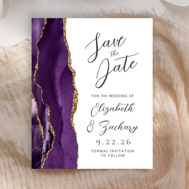 Budget Agate Lila Guld Script Spara Datumet (Skapare uppladdad)
