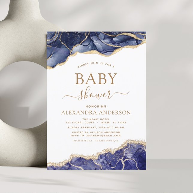 Budget Agate Navy Blue Guld Baby Shower (Skapare uppladdad)
