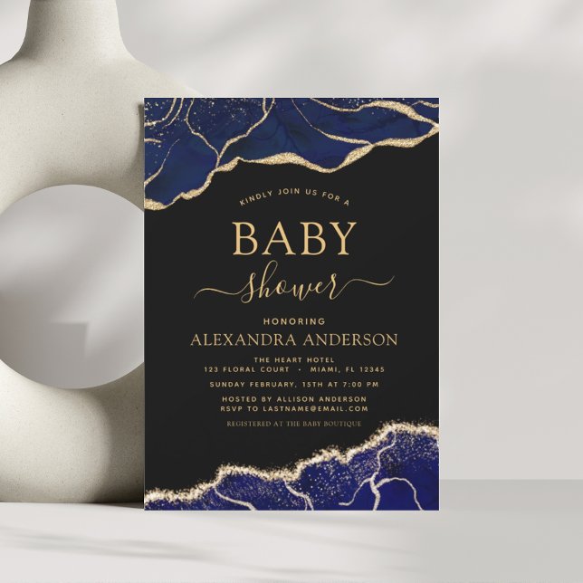 Budget Agate Navy Blue Guld Baby Shower (Skapare uppladdad)