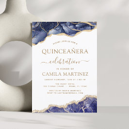 Budget Agate Navyblå Quinceañera Guld