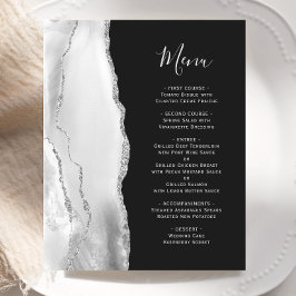 Budget Agate Silver Gray Slate Black Wedding Menu
