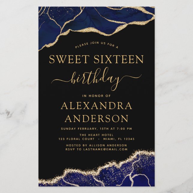 Budget Agate Sweet 16 Navy Blue Guld (Framsida)