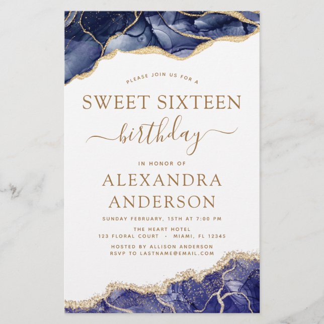Budget Agate Sweet 16 Navy Blue Guld (Framsida)