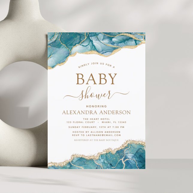 Budget Agate Turcos Baby Shower Teal Guld (Skapare uppladdad)
