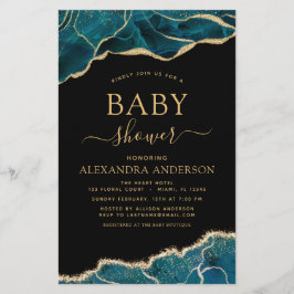 Budget Agate Turcos Baby Shower Teal Guld