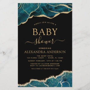 Budget Agate Turcos Baby Shower Teal Guld