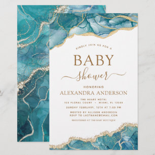 Budget Agate Turcos Baby Shower Teal Guld