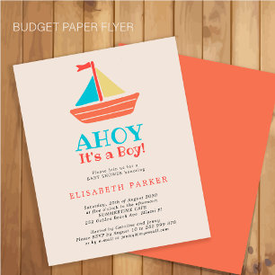 Budget Ahoy Det är en pojke baby shower Inbjudan F Flygblad