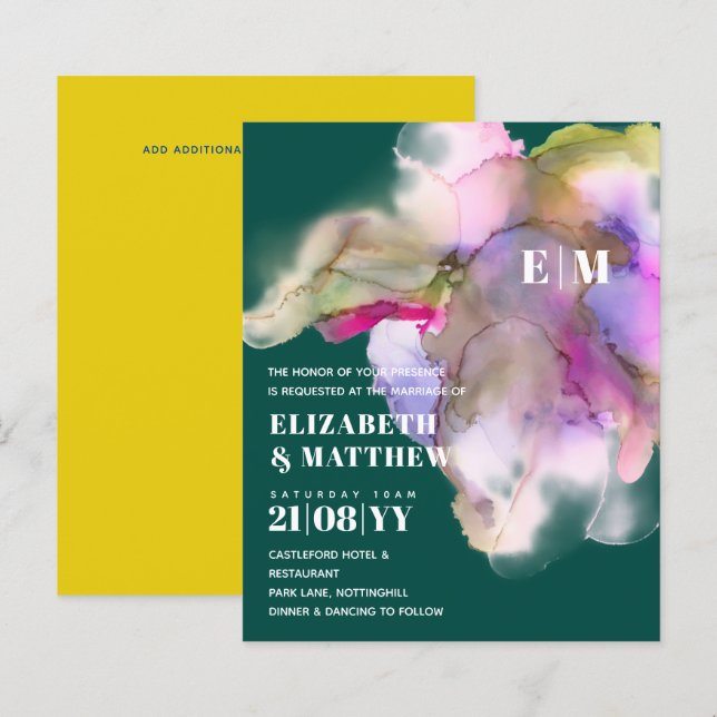 BUDGET Akvarell Bröllop Abstrakt Lila Grå (Fram/baksida)