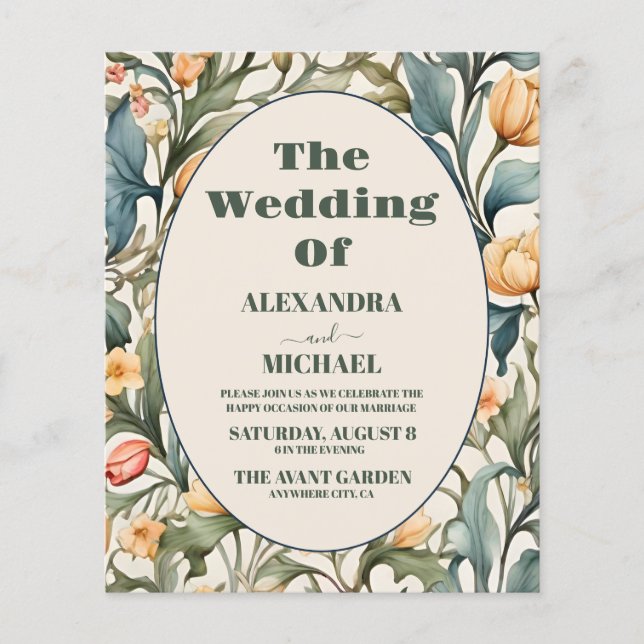 Budget Akvarell Tulpaner William Morris Bröllop (Framsida)