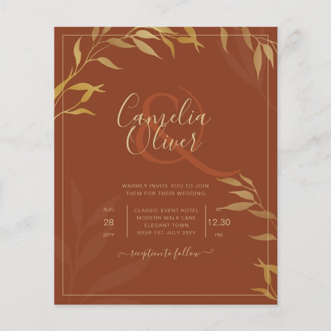Budget All-in-1 Rustic Terracotta GULD Bröllop (Framsida)