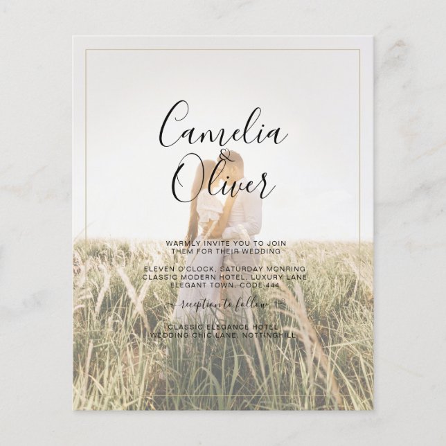 Budget All-in-1 Rustic Terracotta GULD Bröllop Flygblad (Framsidan)