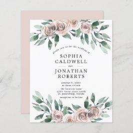 Budget All in One Bohemian Roser Bröllopsinbjudan