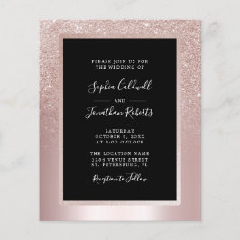 Budget All in One Rodnad Glitter Bröllopsinbjudan
