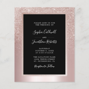 Budget All in One Rodnad Glitter Bröllopsinbjudan