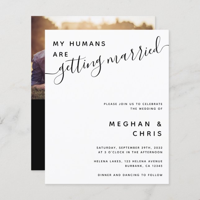 Budget alla i en inbjudan till QR-kod för bröllop (Fram/baksida)