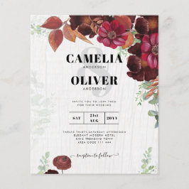 BUDGET - allt-i1 Rustic Fall Maroon Burgundy Bröll Flygblad