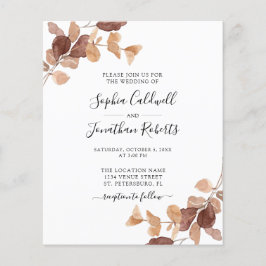 Budget allt i en inbjudan till ett eukalyptus-bröl