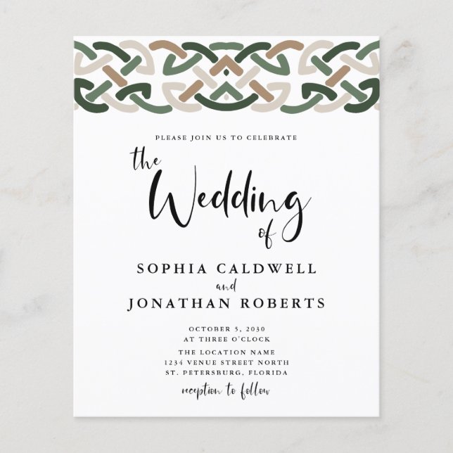 Budget allt i en keltisk kallelse till bröllopsinb (Framsida)