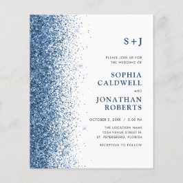 Budget allt i en monogram Glitter bröllopsinbjudan