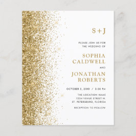 Budget allt i en monogram Glitter bröllopsinbjudan