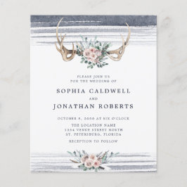 Budget allt i en Ro och Antlers bröllopsinbjudan